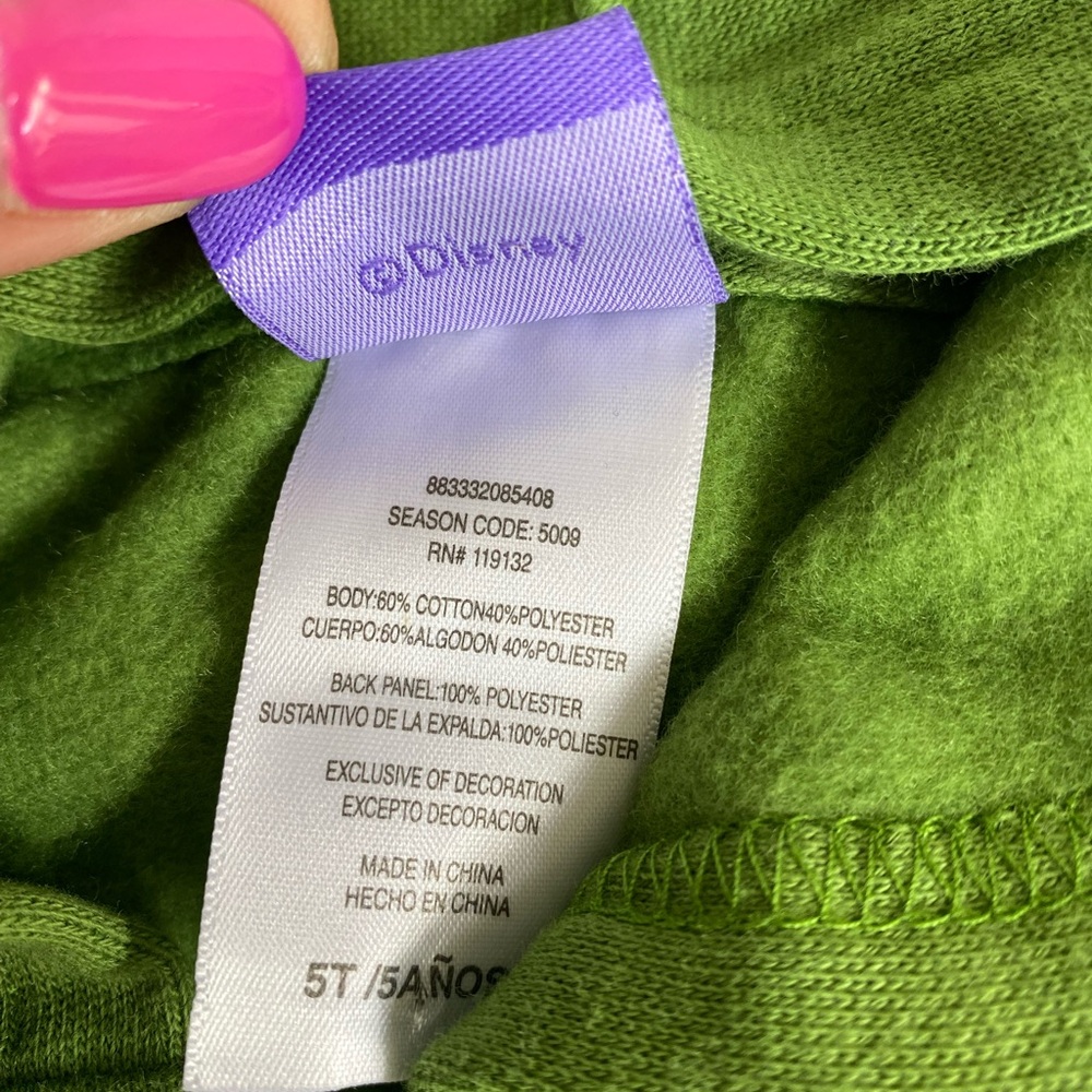 Disney Green Kids Hoodie with Patches Size 5T - Picture 5 of 7